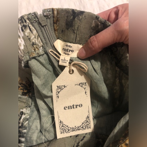 NWT Sage Green Floral Boho Maxi Flowy Cotton Dress sleeveless and back tie - Picture 10 of 12